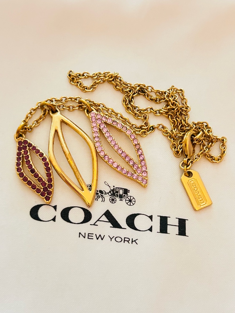 Coach Y2K Leaf Charm Necklace